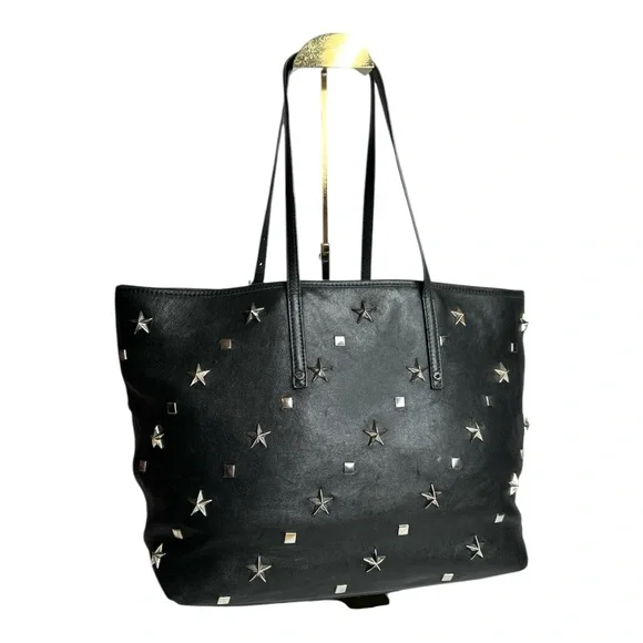 Jimmy Choo Black Leather Studded Handbag & Shoulder Bag, Tote Bag - Picture 10 of 16